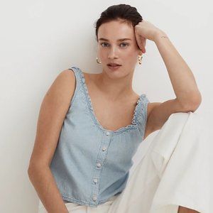 Madewell Denim Ruffled U-Neck Crop Top -- size Small -- new with tags
